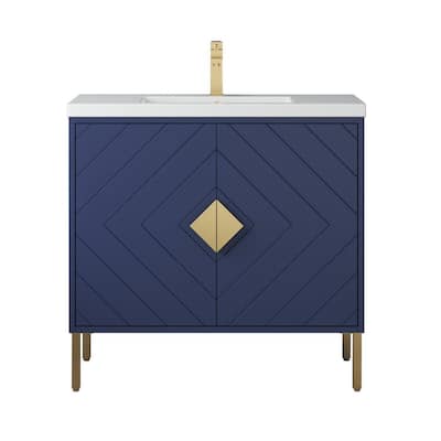 36" Tennant Brand Modern Style Navy Blue Eileen Bathroom Sink Vanity
