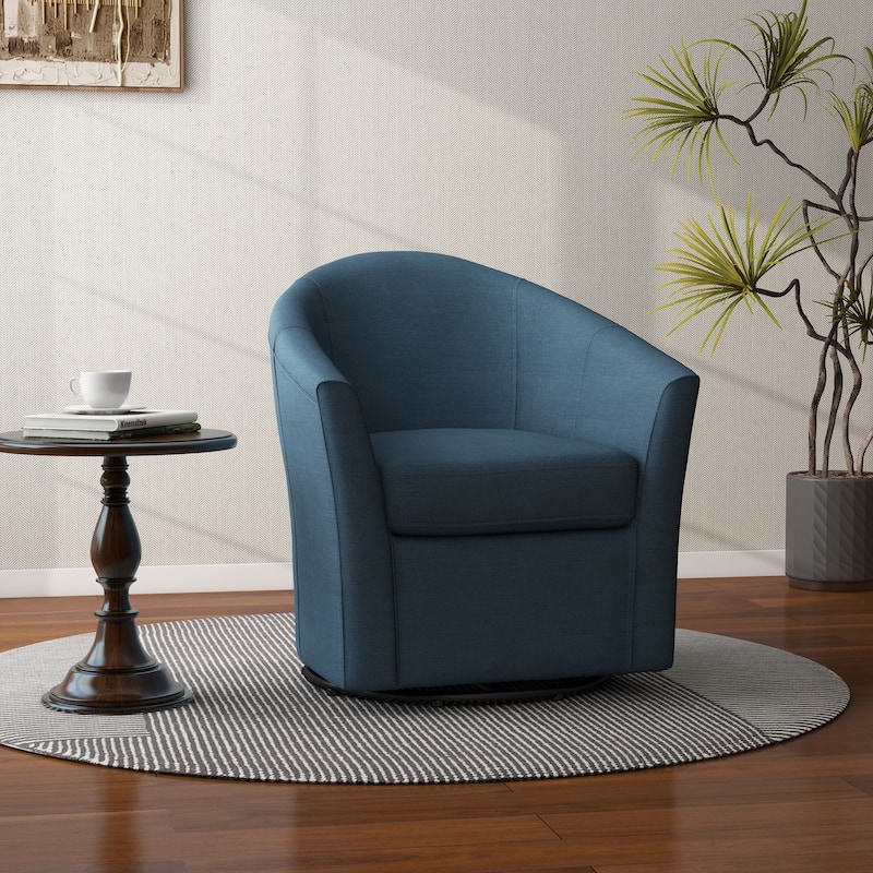 Linen Armchair Swivel Barrel Accent Chairs for Living Room