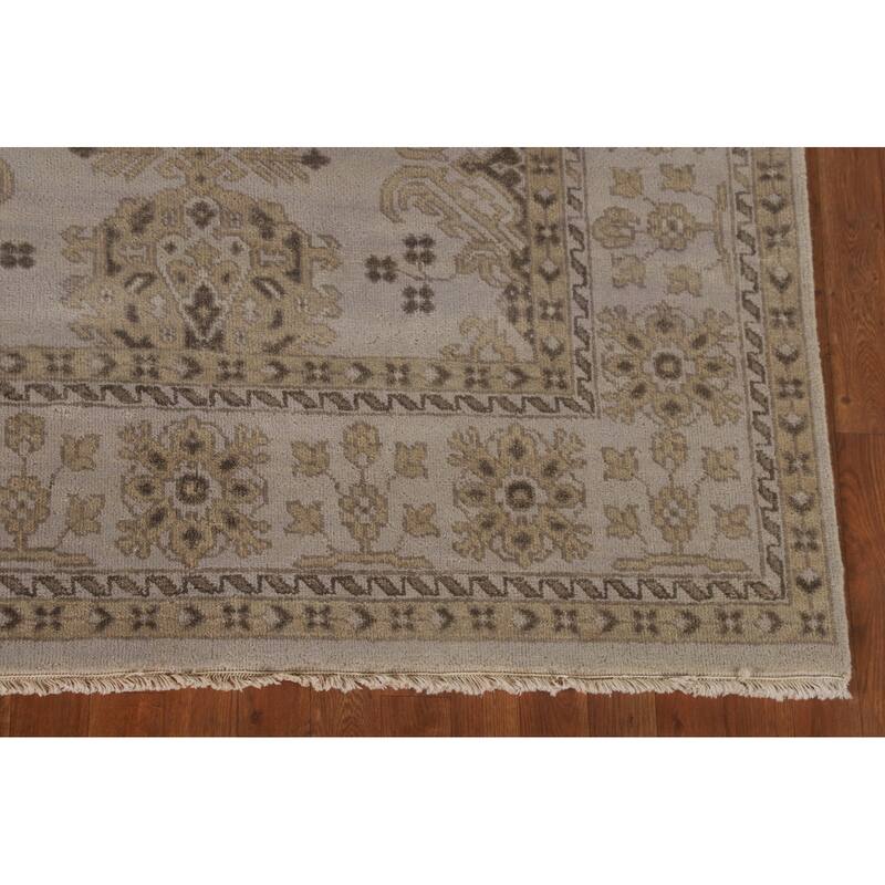Geometric Oushak Indian Area Rug Handmade Wool Carpet - 7'11"x 9'9"