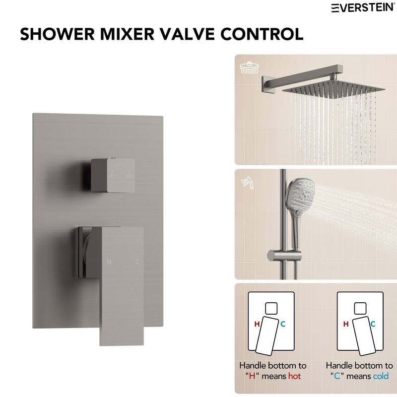 Pressure-Balanced Shower System ,10-Inch Rainfall Shower Faucet with 3-Function Handheld Shower