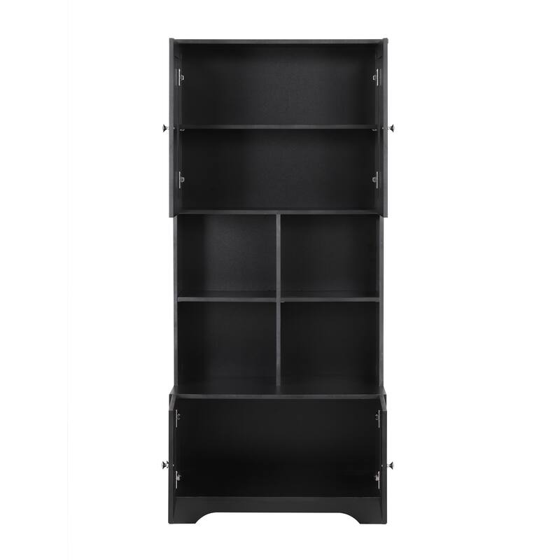 GDFStudio - Carter Tall and Wide Freestanding Storage Cabinet with 4 Doors and Adjustable Shelves, MDF