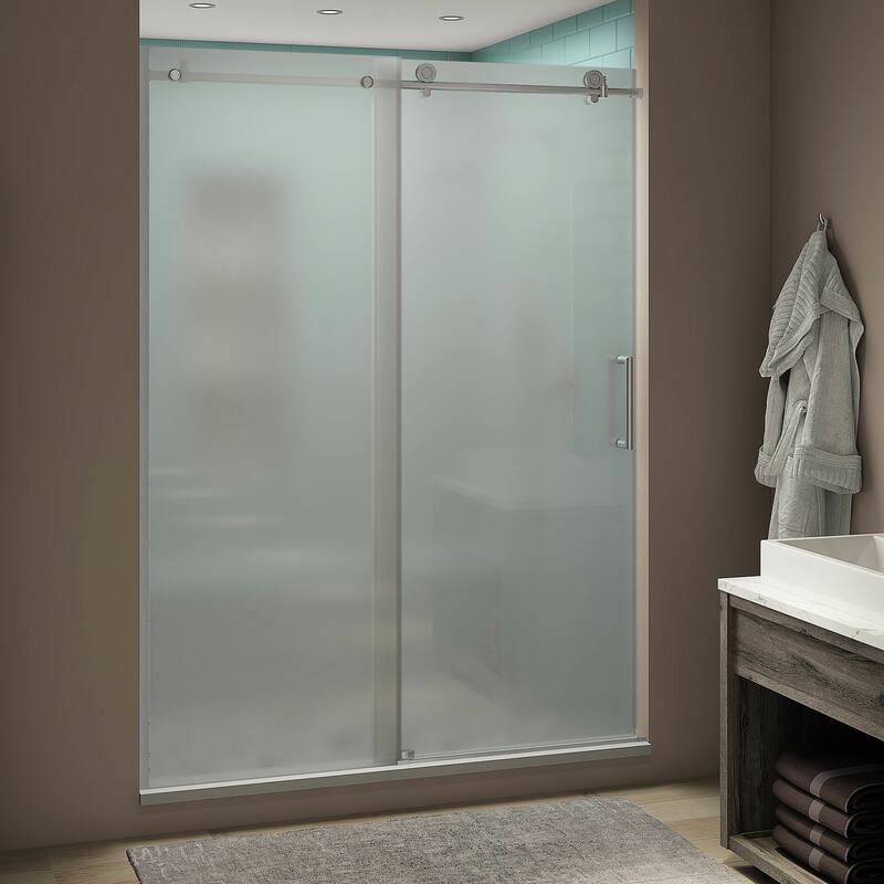 Coraline XL 60 - 64 in. x 80 in. Frameless Sliding Shower Door with Ultra-Bright Frosted Glass