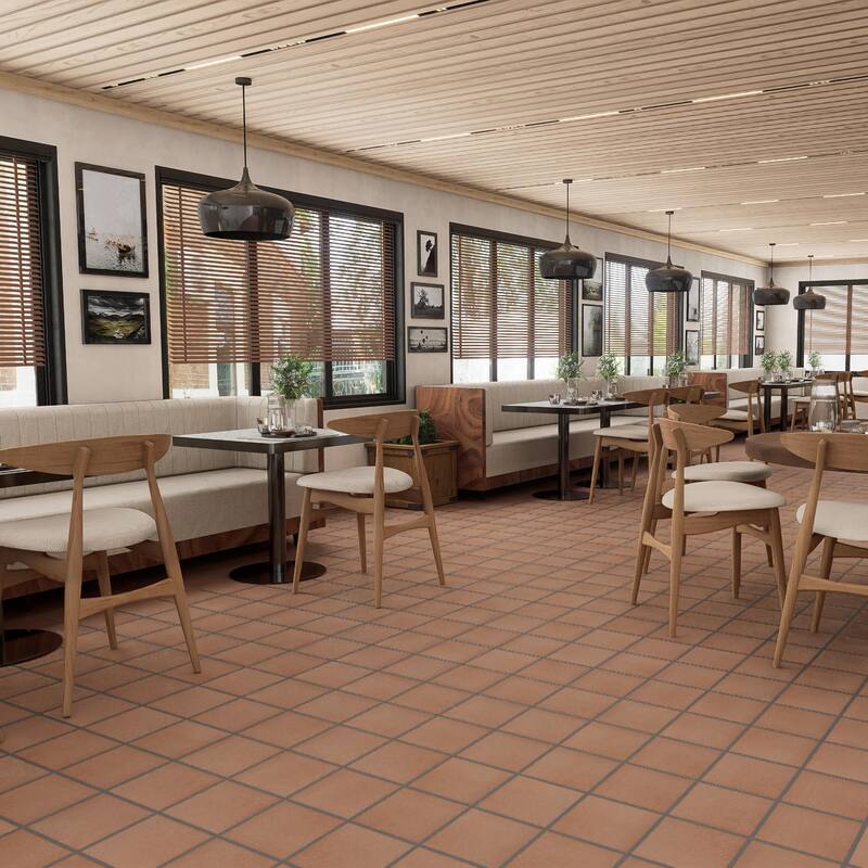 Merola Tile Lincoln Quarry Mayflower Red 7-5/8" x 7-5/8" Ceramic Floor and Wall Tile - Case (16 Tiles)