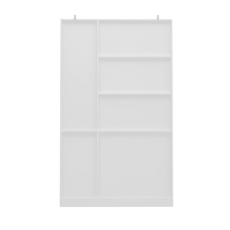 Tall Bookshelf Bookcase with 6 Glass Doors&Gold conical handle,White - 78.7"H