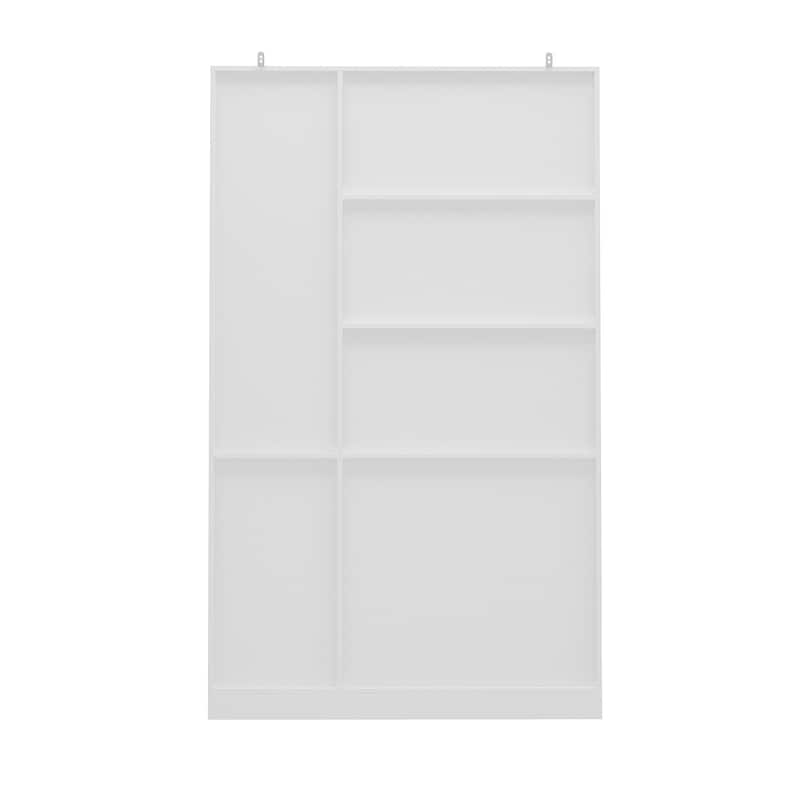 White Storage Cabinet,Bookcase Display with 6 Glass Doors, 4 Shelves - 78.7"H