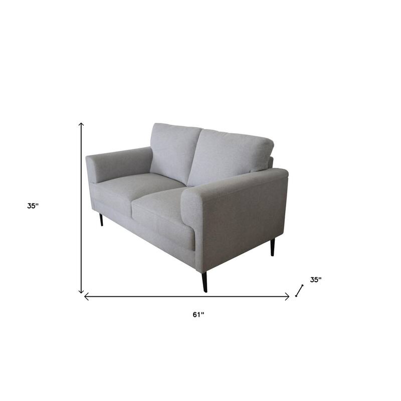 HomeRoots 61" Light Gray And Black Linen Loveseat