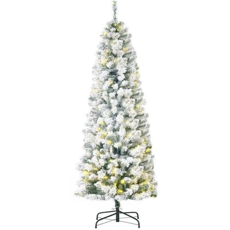 Pre-Lit Fir Artificial Christmas Tree - Realistic Branches, LED Lights, Easy Assembly - Green,White