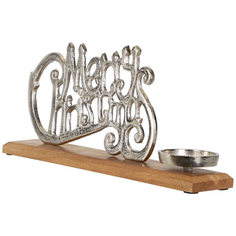"Merry Christmas" Metal Sign Votive Candle Holder -15.5"
