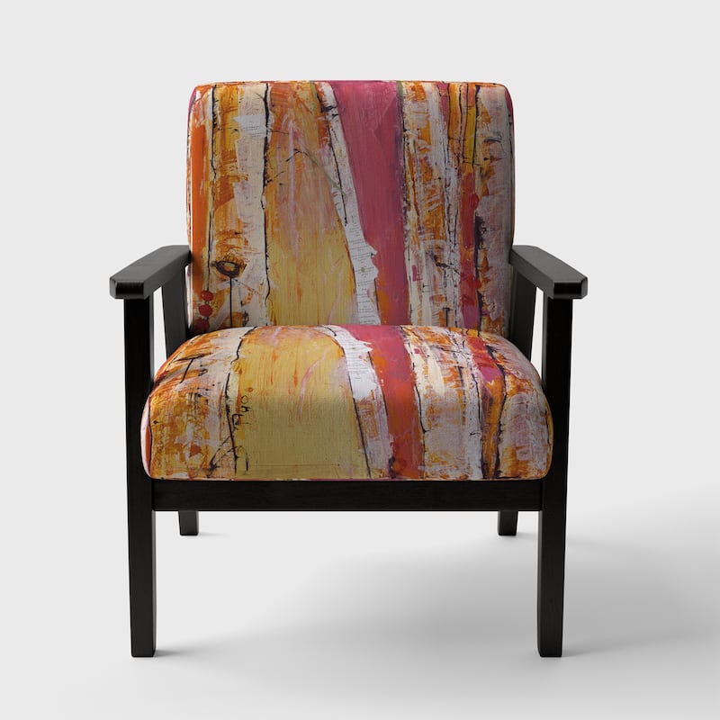 Designart "Orange Glam Natural Wood" Upholstered Traditional Accent Chair - Arm Chair