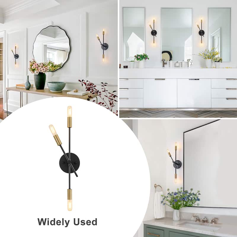 3-Light Minimalist Industrial Matte Black Metal Wall Sconce Modern