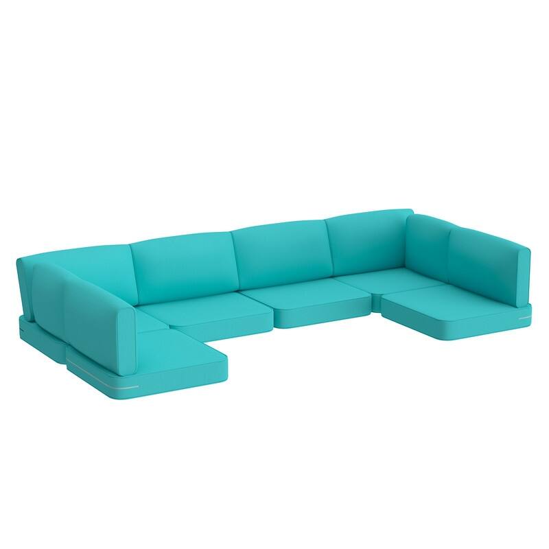 14-Piece Patio Furniture Sofa Cushions, 6-Seater Outdoor Cushion Set (Only Include Cusions，Not Sofa） - 25.6*25.6*4in