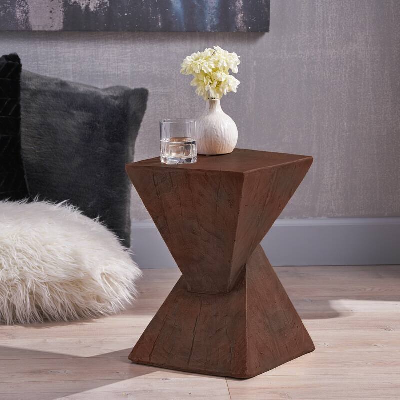 Geometric MGO Side Table Wood-like Finish End Table