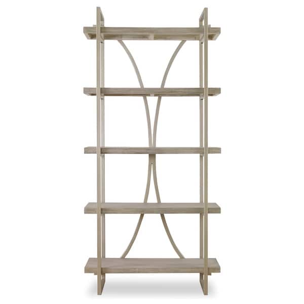 slide 2 of 4, Uttermost 22902 Sway 42" Wide Metal and Wood Etagere Bookshelf Beige