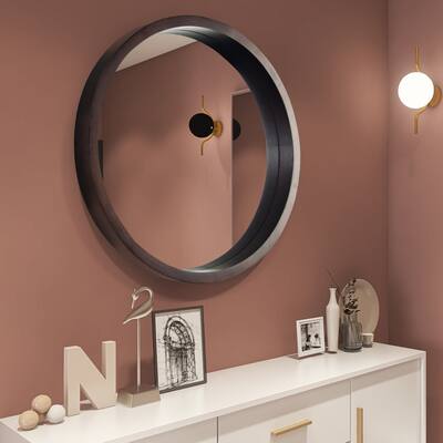 30''Circle Mirror with Wood Frame Round Modern Decoration Large Mirror - 30*30