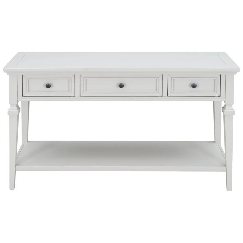 Classic Retro Style Console Table with Three Top Drawers and Open Style Bottom Shelf