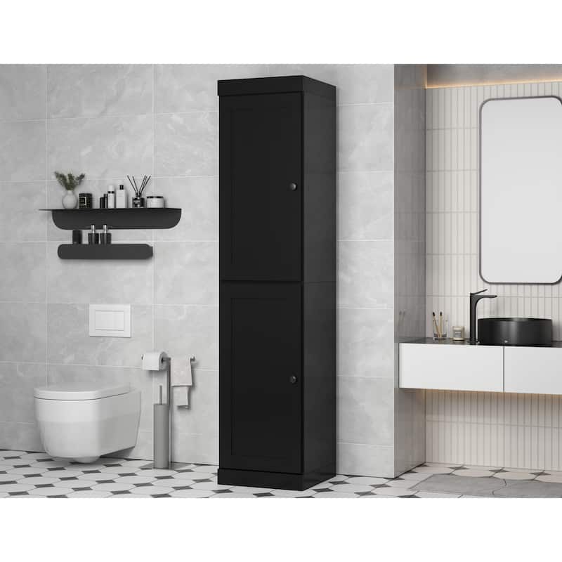 Palace Imports 100% Solid Wood 16.5" Bathroom Storage Cabinet with Shaker Doors and Adjustable Shelves - Black