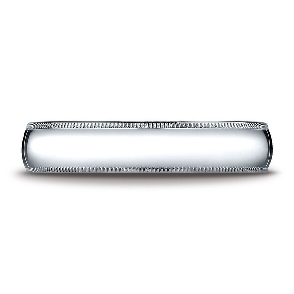 Platinum 5mm Slightly Domed Super Light Comfort-fit Ring with Milgrain