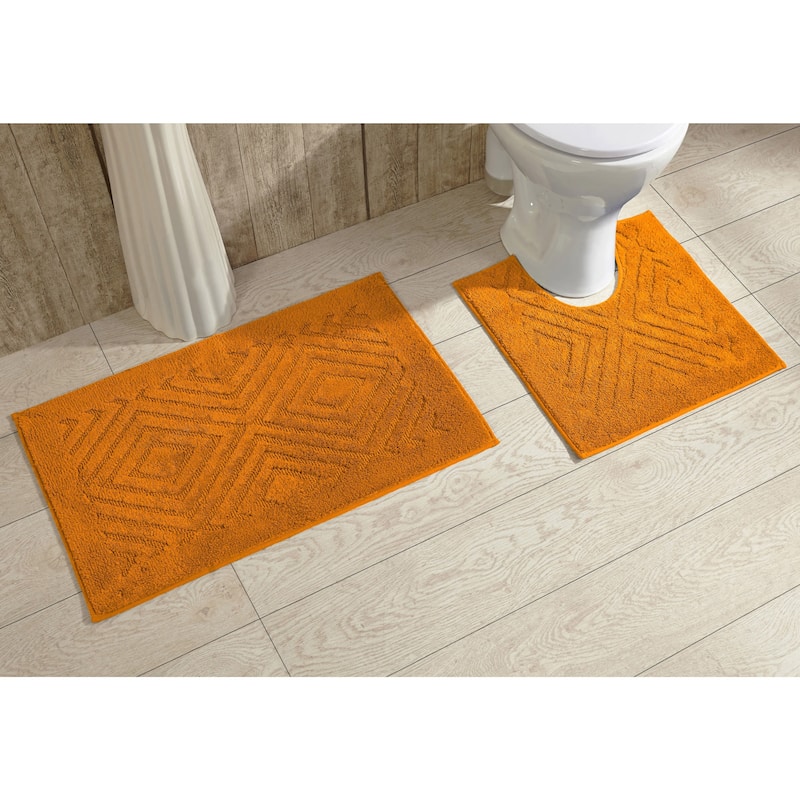 Trier Cotton Non-skid 2-piece Contour and Bath Rug Set by Better Trends - Orange