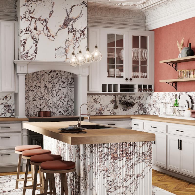 Merola Tile Touche Chevron Rubis 11-3/4" x 12-1/4" Porcelain Mosaic Floor and Wall Tile - (1 Tile) - Red - (1 Tile)