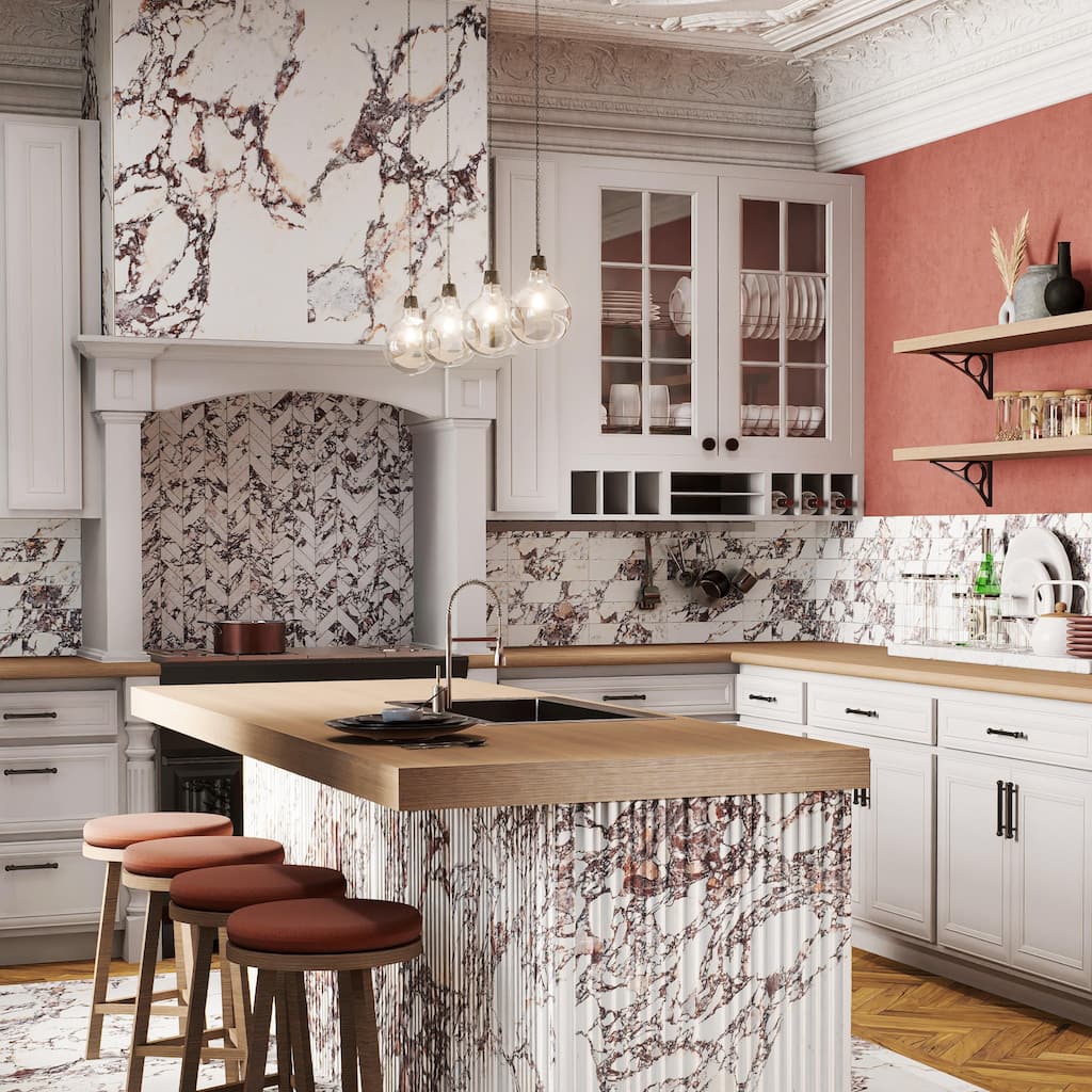 Merola Tile Touche Chevron Rubis 11-3/4" x 12-1/4" Porcelain Mosaic Floor and Wall Tile - (1 Tile)