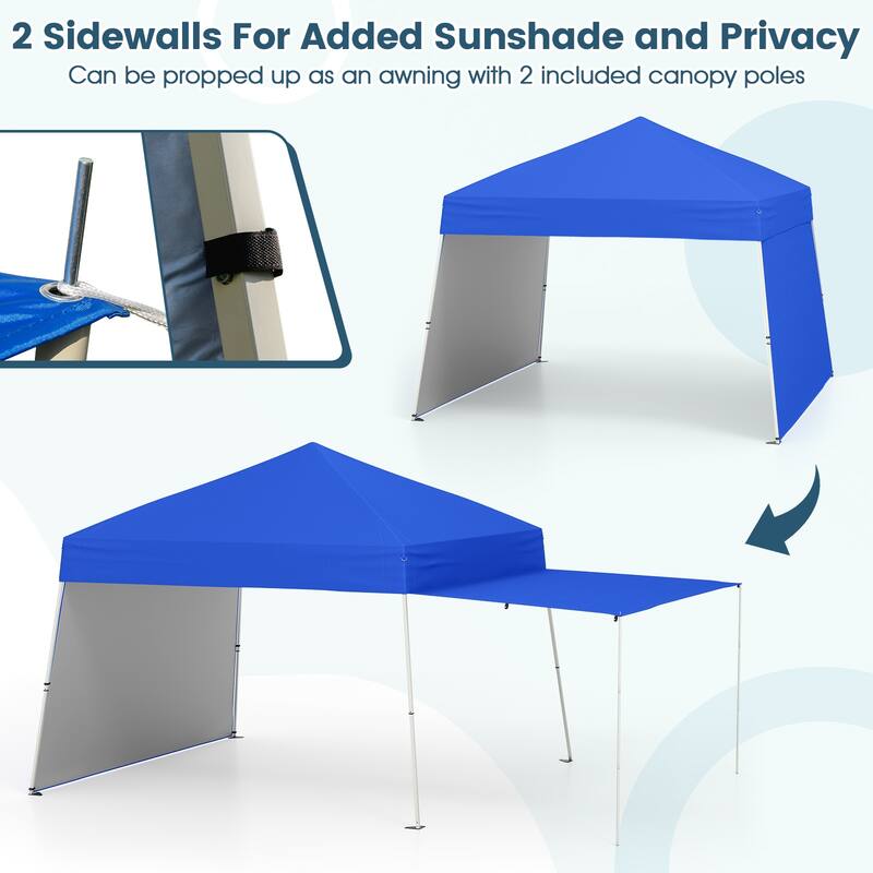 Gymax 14 X 9.2 FT Pop up Canopy Tent w/ 2 Convertible Sidewalls to