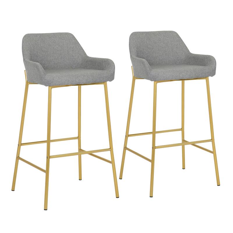 Silver Orchid Galotti Gold Fixed-Height Upholstered Bar Stool - Set of 2