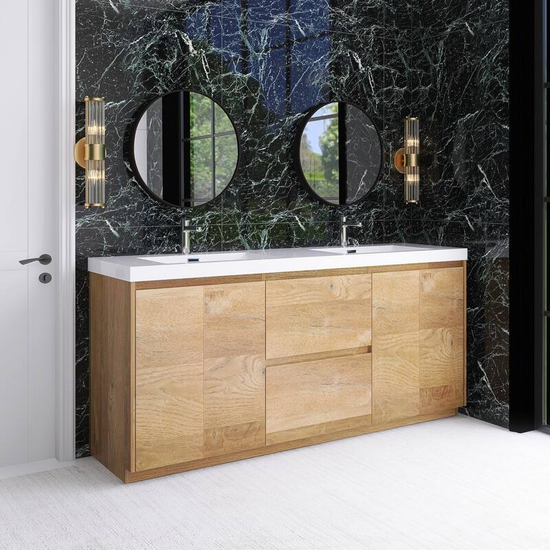 Floating Bathroom Vanity with Integrated Resin Top