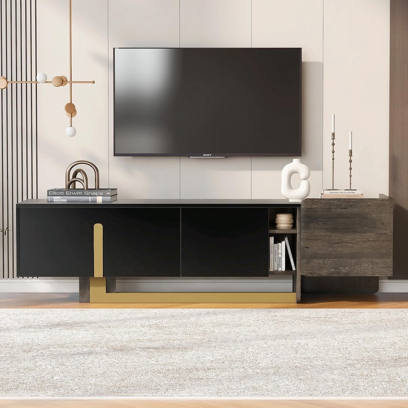 66.7'' Light Luxury TV Stand for TVs Up to 70 Inches - Black