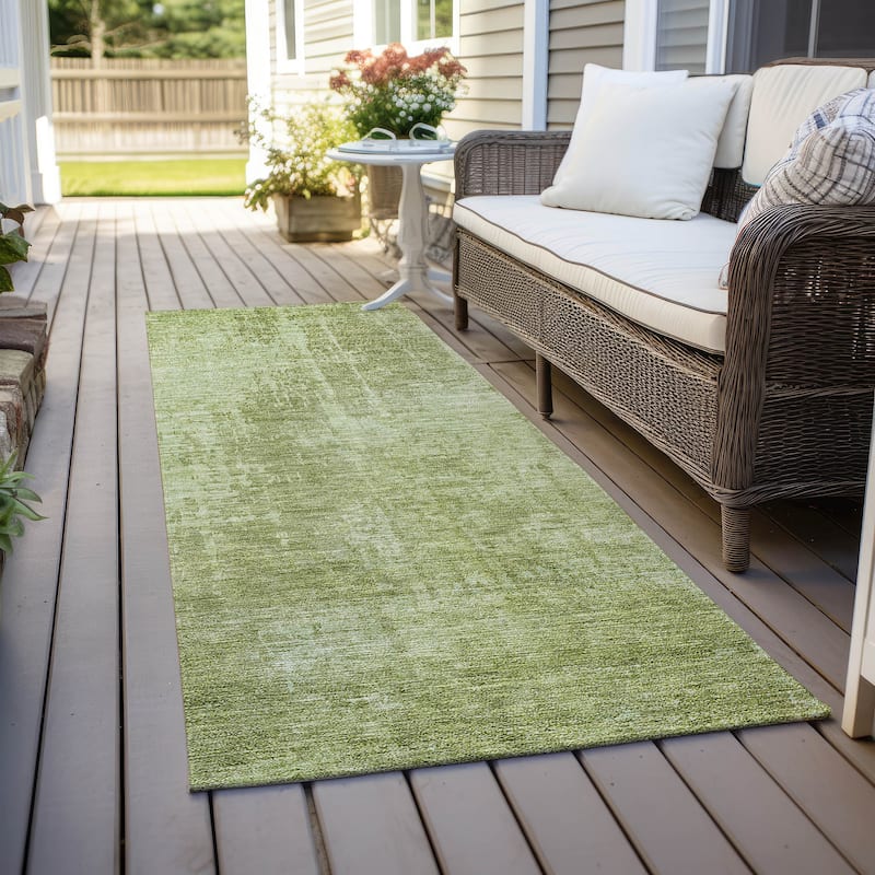 Machine Washable Indoor/ Outdoor Chantille Abstract Ombre Rug - Sage - 2'3" x 7'6"