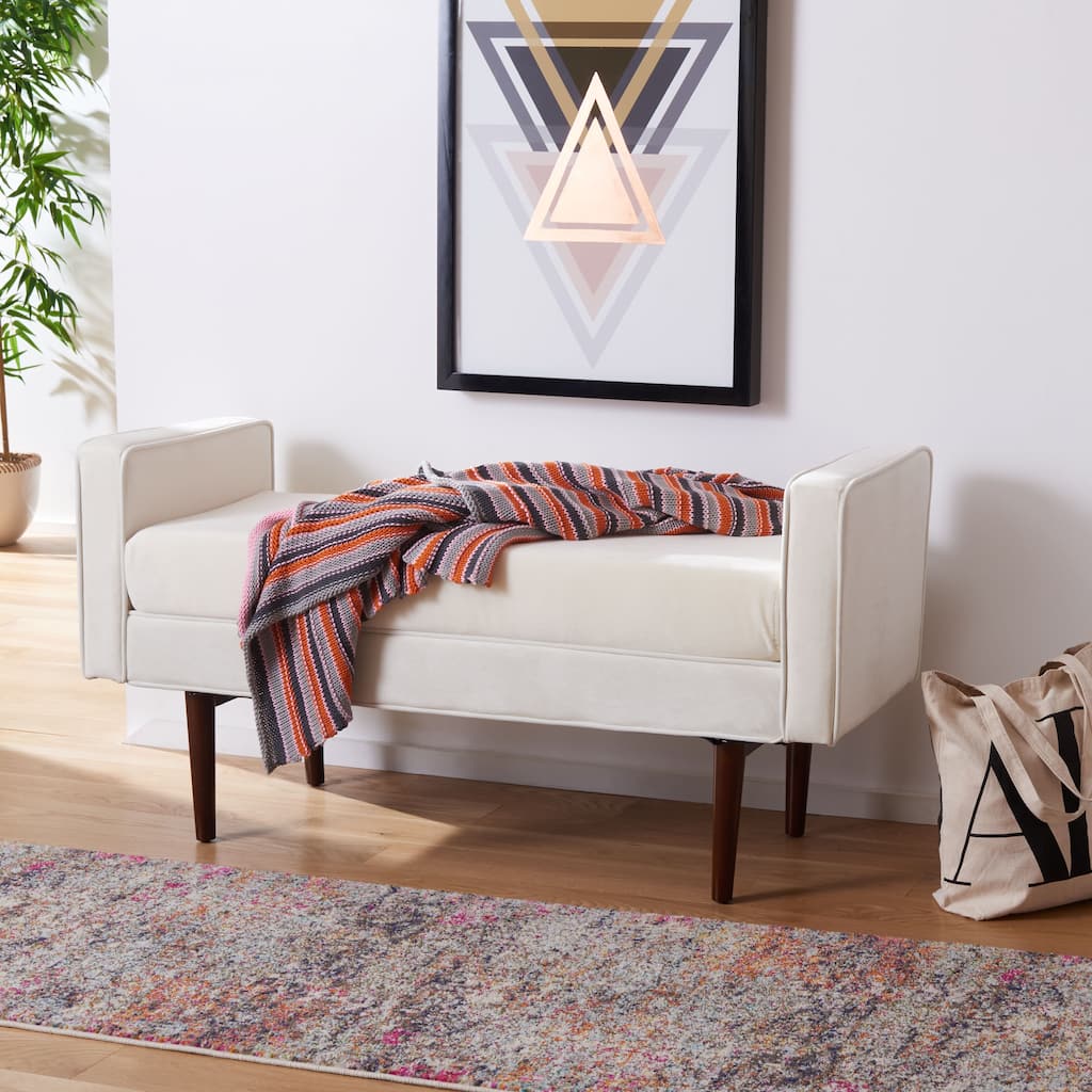 SAFAVIEH Rosalee Mid-Century Modern 25-inch Bench - 49" W x 18" L x 25" H - 49Wx18Dx25H