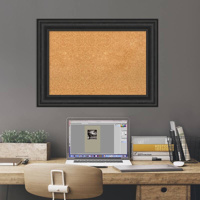 Shipwreck Black Framed Cork Bulletin Memo Board