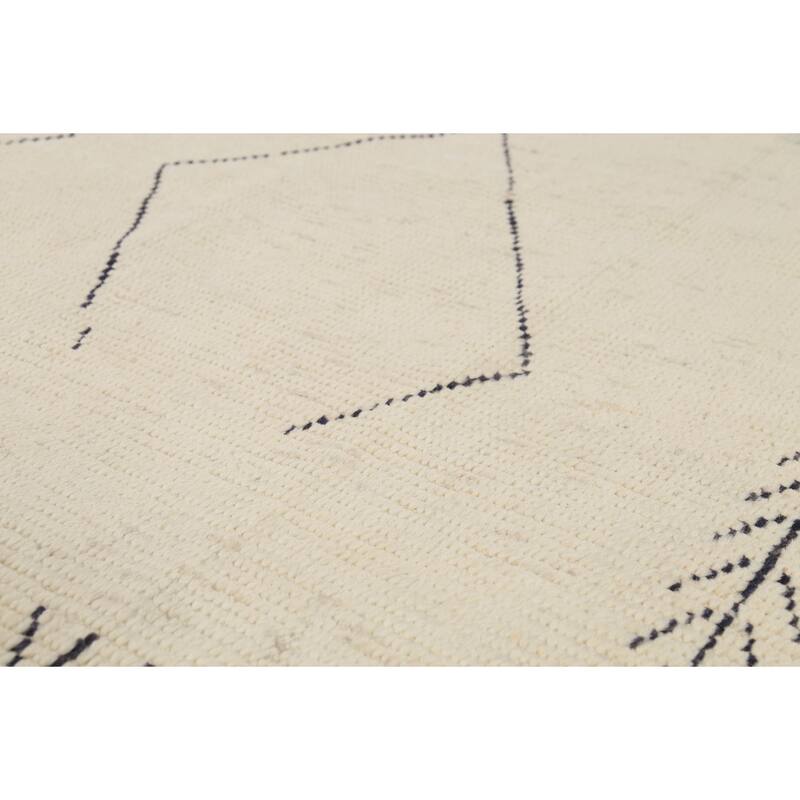 Moroccan Oriental Area Rug Handmade Abstract Wool Carpet - 5'11"x 9'8"