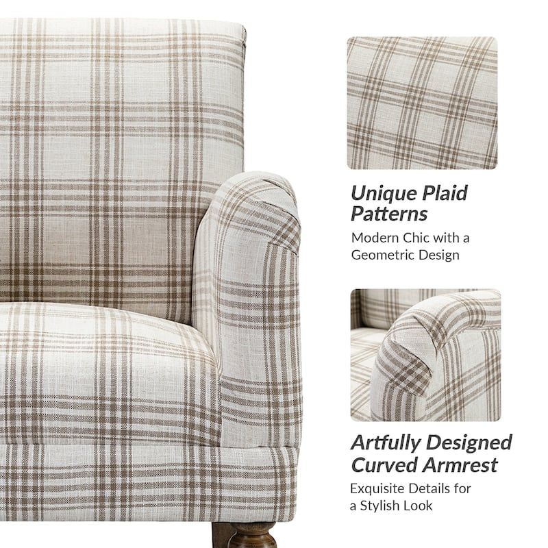 Malia Accent Amchair with Plaid Pattern