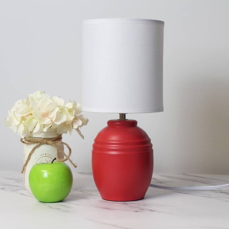 Mini Classic Jar Ceramic Table Lamp with White Drum Shade - 19.5" - Red