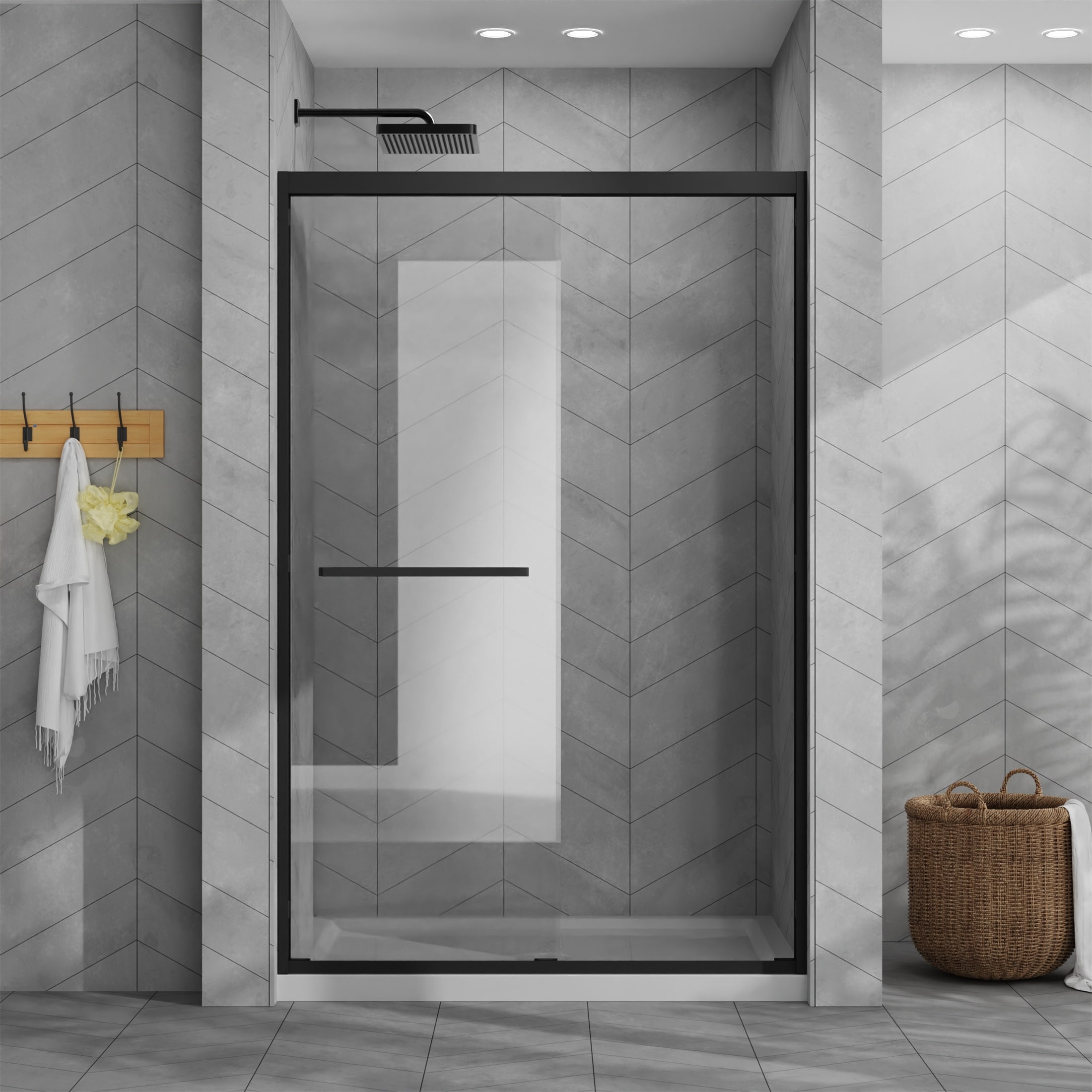48"x72" Sliding Shower Door Combo w/ 48" White Acrylic Shower Base