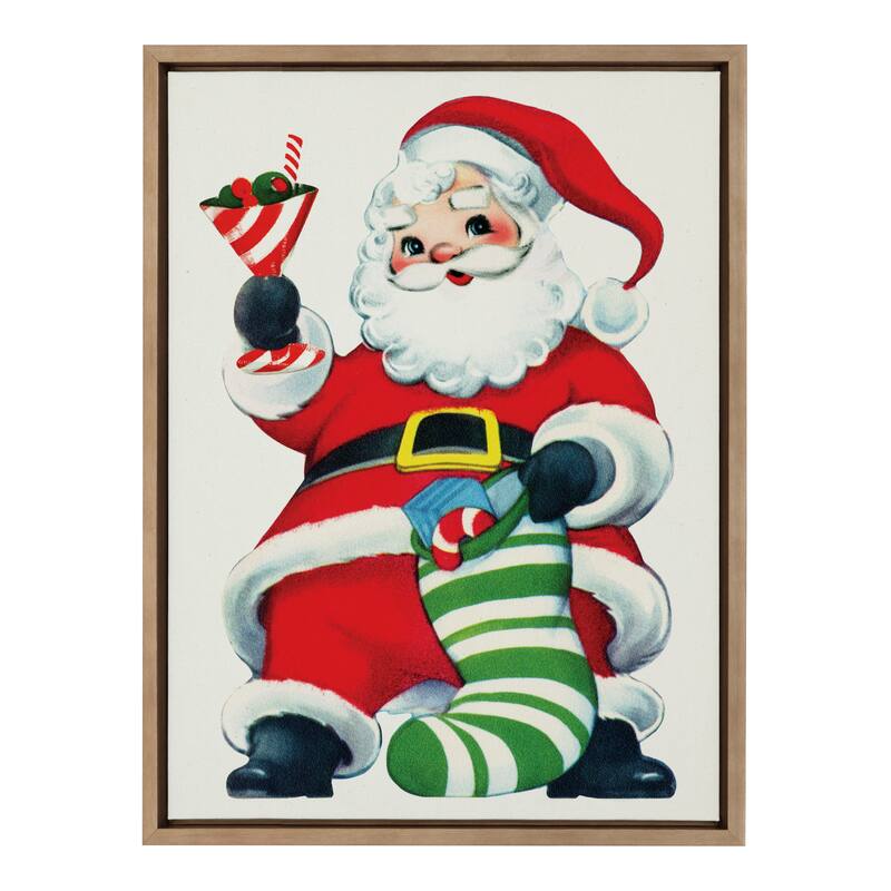 Kate and Laurel Sylvie Santa Claus Framed Canvas by Corinna Buchholz - 18x24 - Plastic - Gold