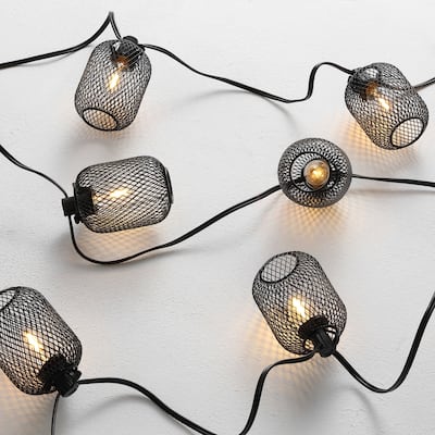 SAFAVIEH Lighting Josephine 10 Ft LED Outdoor String Lights - Black - 120Wx2Dx4H