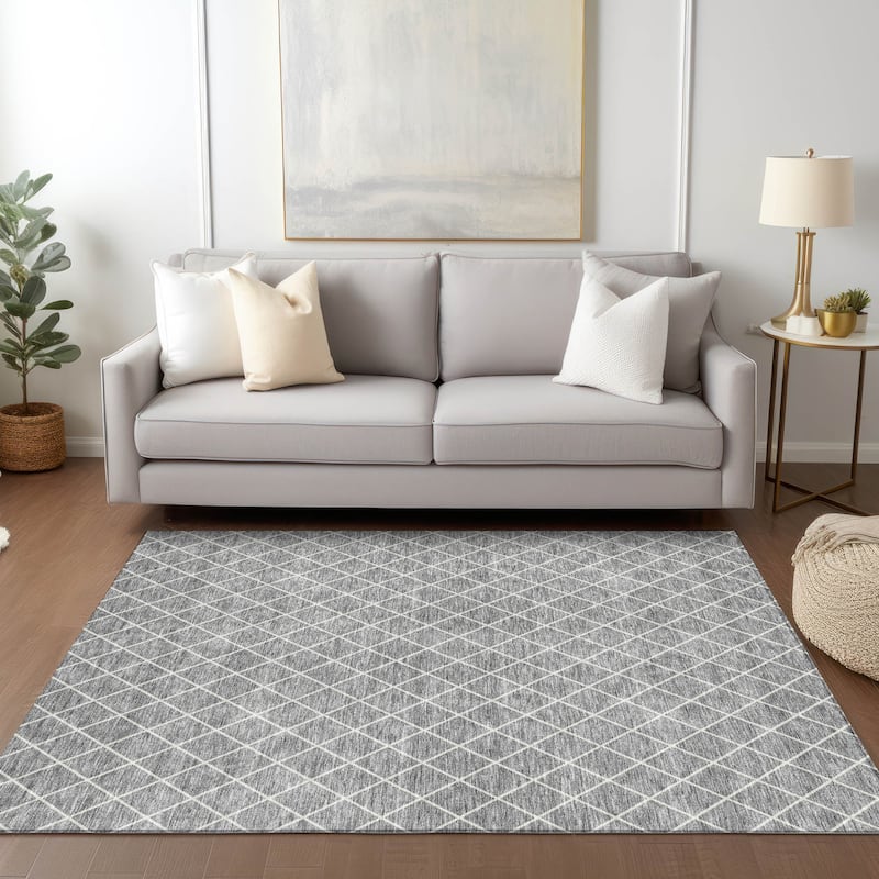 Machine Washable Indoor/ Outdoor Chantille Diamond Trellis Rug