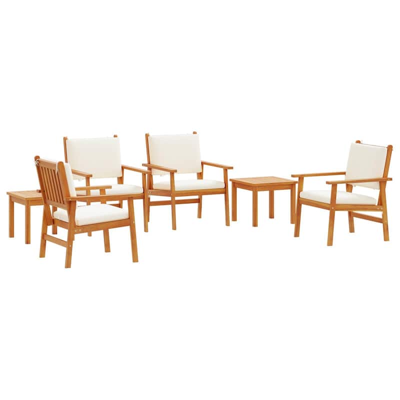 vidaXL 6 Piece Garden Dining Set with Cushions Solid Wood Acacia - 17.7 x 17.7 x 15