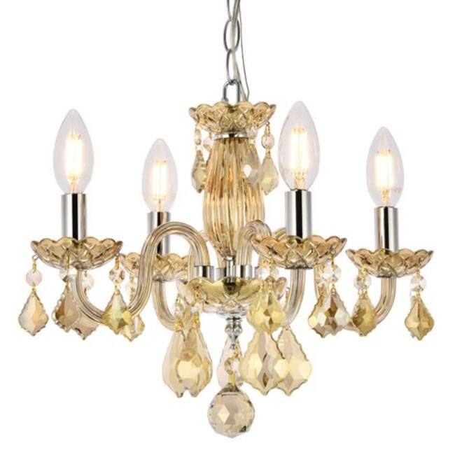 Elegant Lighting V7804D15-GT/RC Rococo 4 Light 15" Wide Crystal - Golden Teak