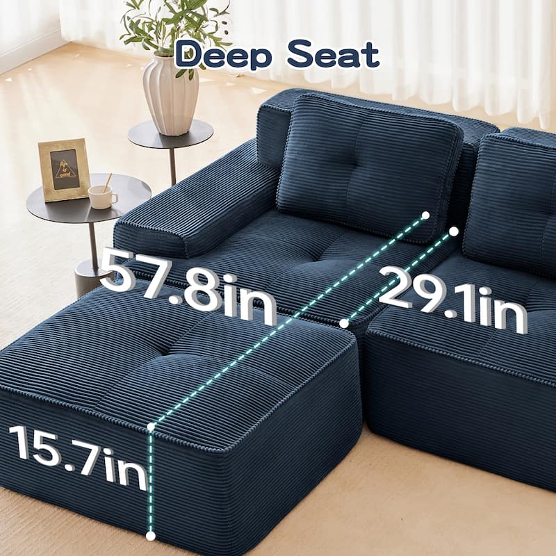 117" Modern Modular Sectional Sofa for Living Room, Corduroy Fabric,Oversized 3-Seater Couch with Deep Seat