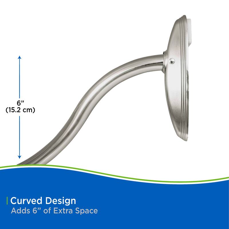 Kenney Twist & Fit No Tools Curved Camlock Tension Shower Curtain Rod, 57-72" - Brushed Nickel