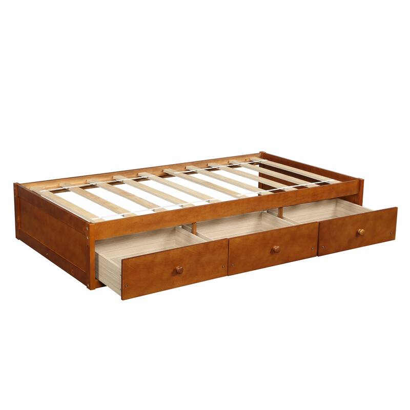Orisfur. Twin Size Platform Storage bed with 3 Drawers