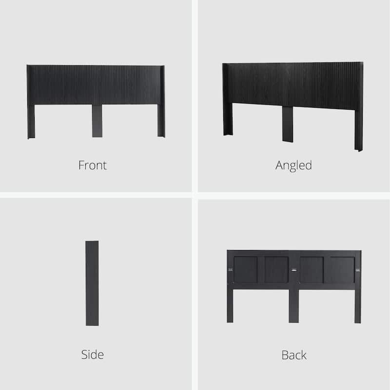 Wood Headboard King Size, 80.2" Wide Wooden King Headboard Only, Modern Farmhouse Headboards, Wall Mounted Fluted Panel