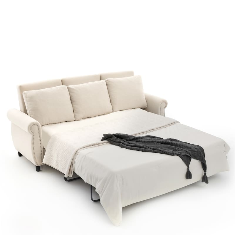 Sleeper Sofa Daybed, Pull Out Couch with Mattress, 3-in-1 Seater Upholstery Sectional Couches Convertible Sofa Bed