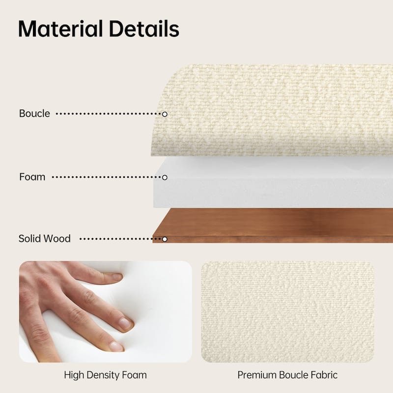 Arm Fabric bench with Solid Wood ,51.8-inch Upholstered Bench for Living Room ,Bedrooms