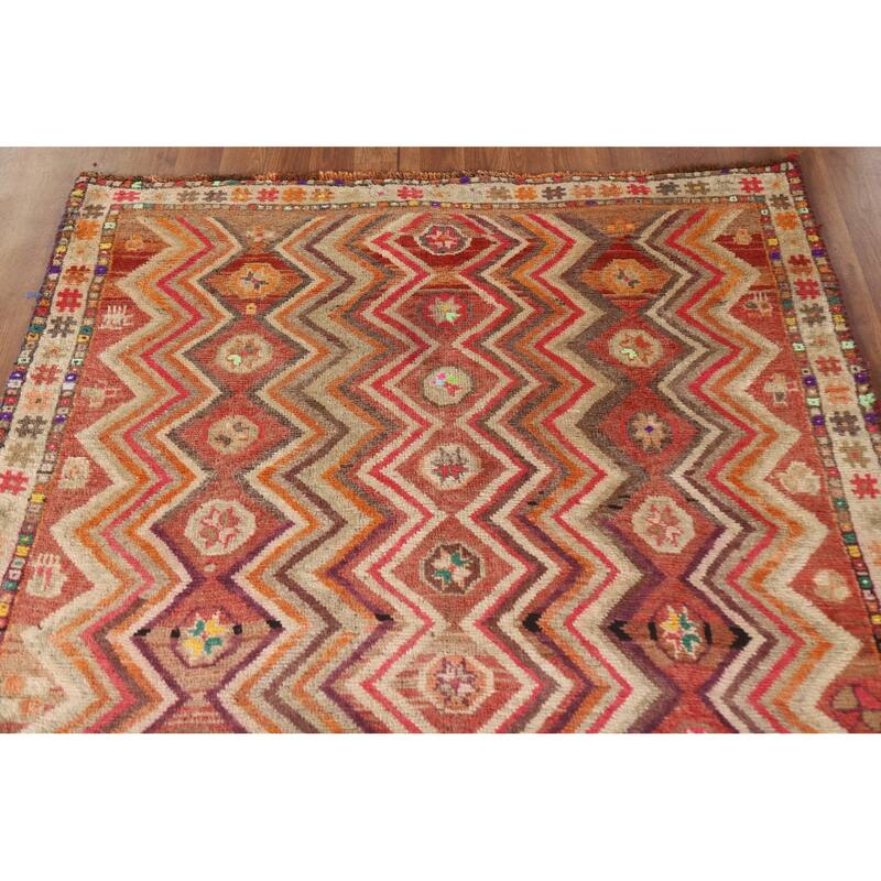 All-Over Shiraz Persian Vintage Area Rug Handmade Wool Carpet - 4'6"x 6'4"