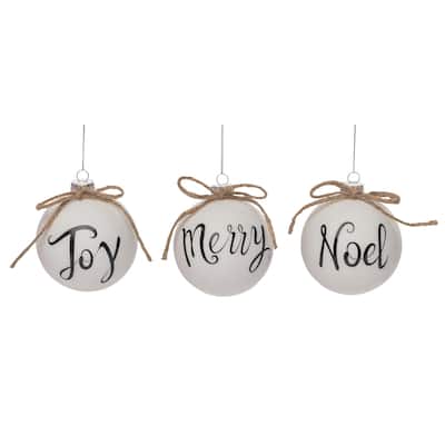 Transpac Glass 4.5 in. Multicolored Christmas Holiday Sentiment Ornament Set of 3
