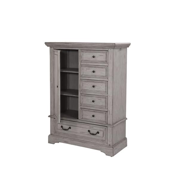 slide 2 of 8, Lakewood Antique Finish Gentleman's Drawer Chest Distressed Antique Grey