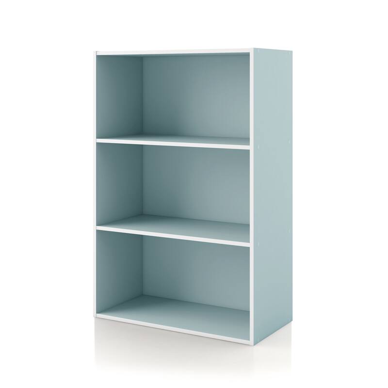 DH BASIC Modern Wood Customizable Stackable Storage Organizer - Cube Shelves, Drawer Cabinet, Bookcase with Doors by Denhour - 3-Tier - Light Blue